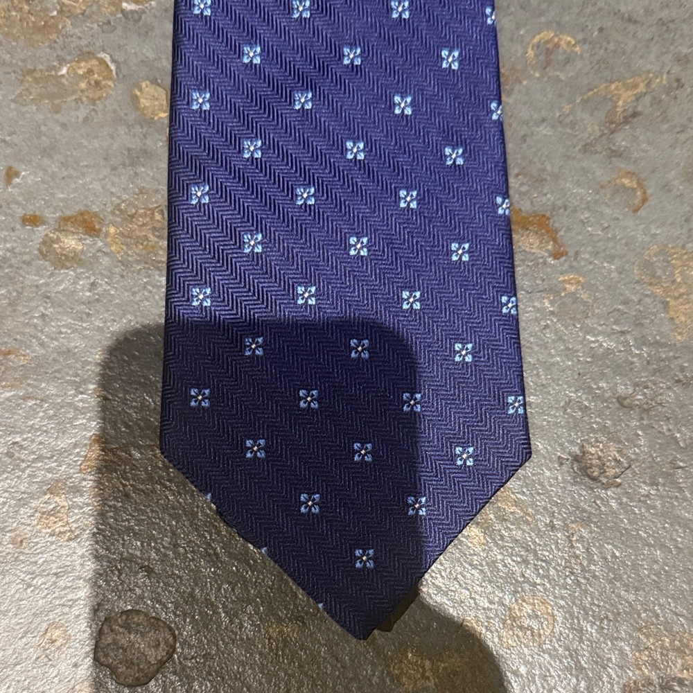 Brooks Brothers Navy Tie with Light Blue Micro-Pattern